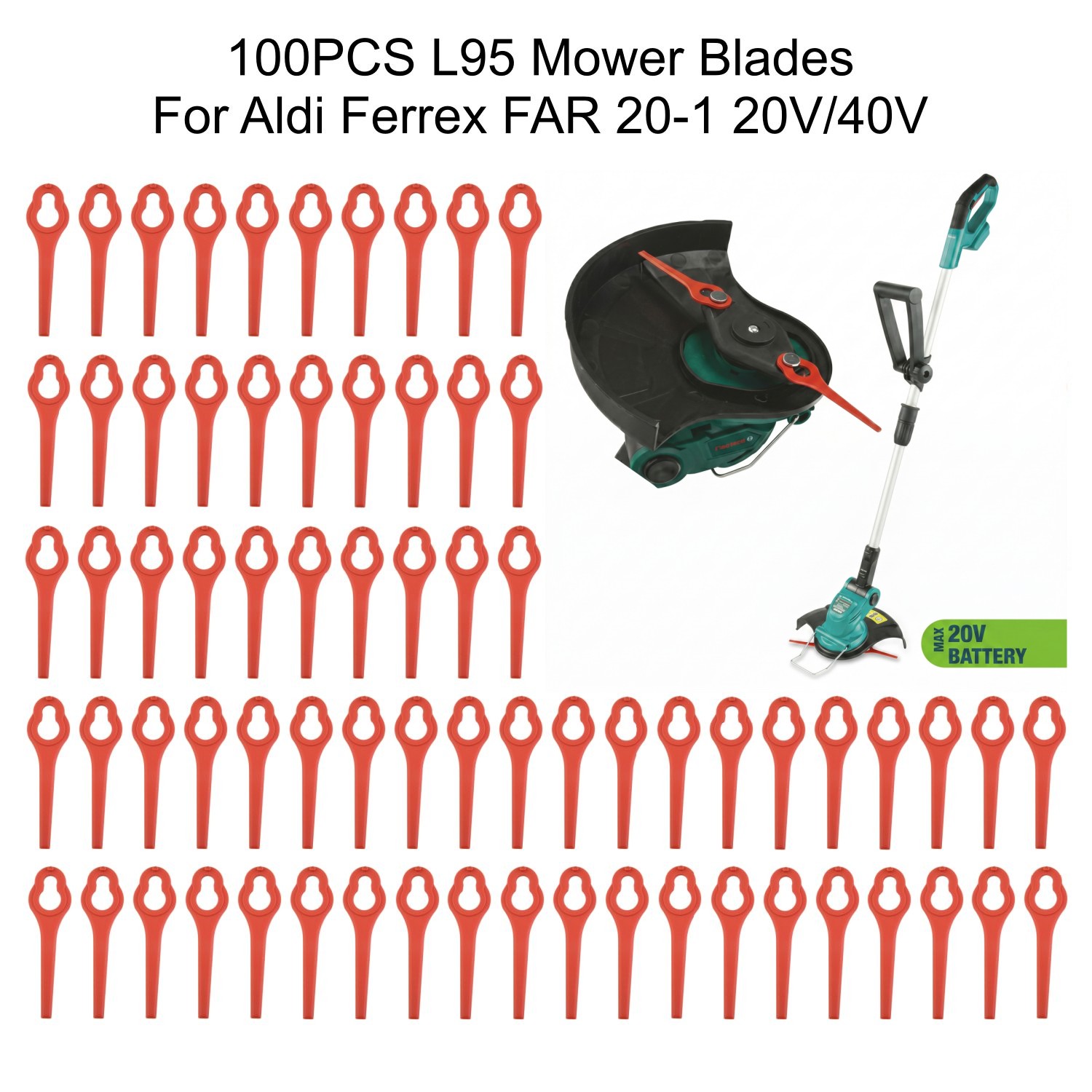 Gardening Tools Usa - 100Pcs 95mm Mower Blades Plastic For