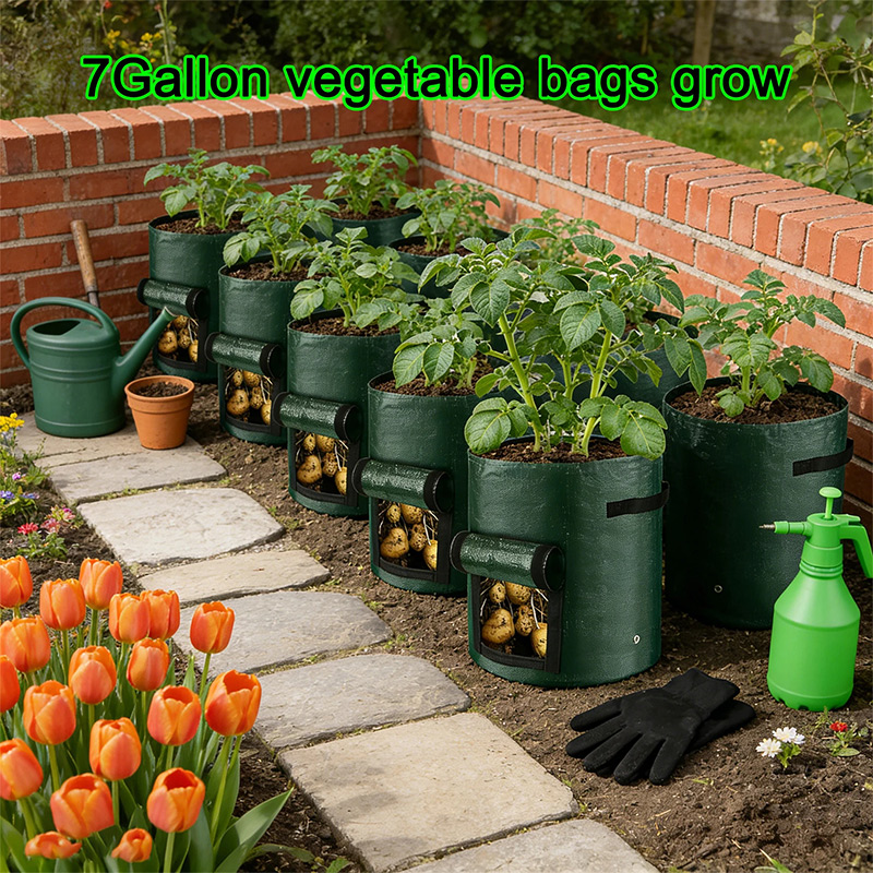 Outdoor Planting Bag - PE Potato Plant Bag Round Dark