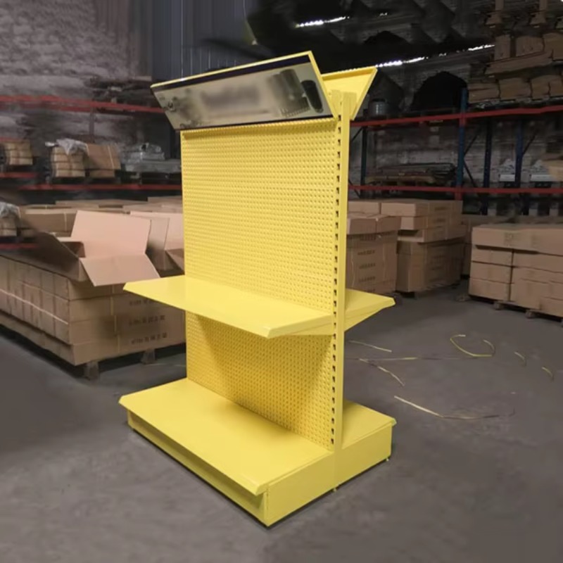 Gardening Tools In Store - Hardware store double-sided pegboard tool display