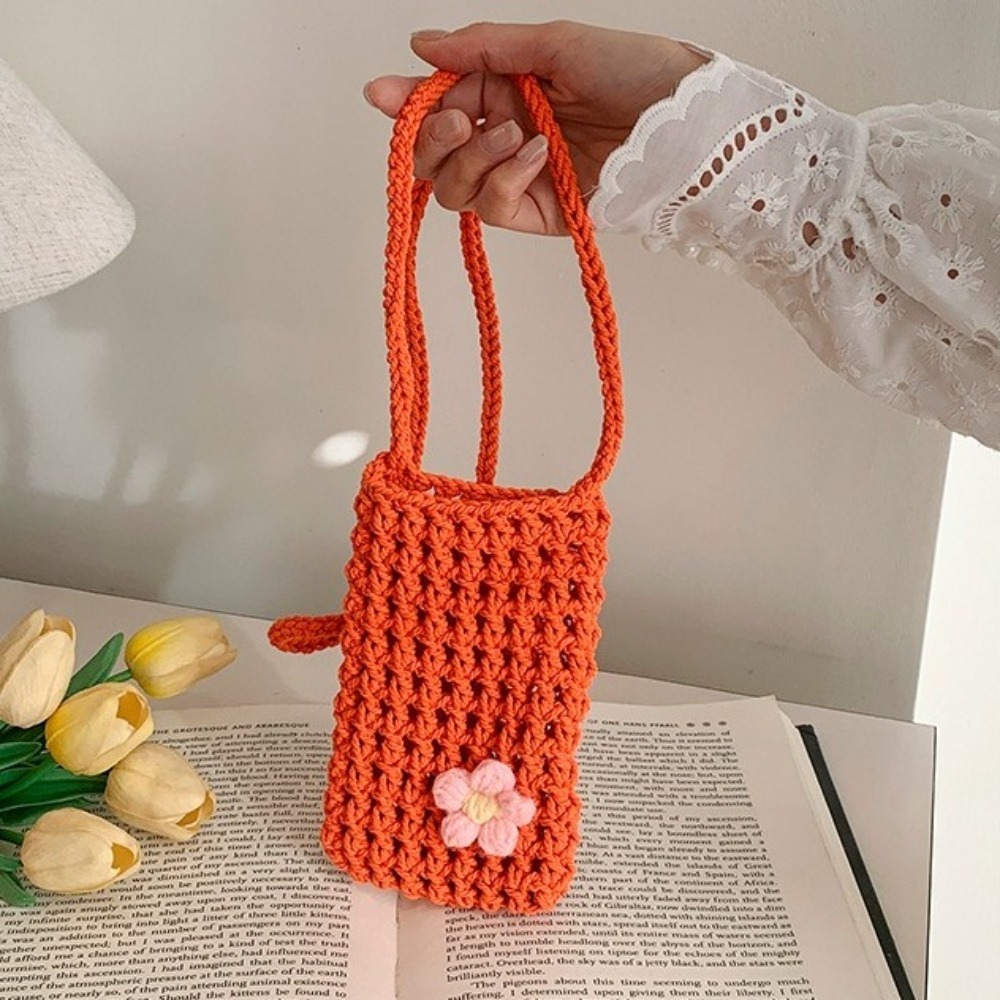 Outdoor Planting Bag - Sweet Flower Weaving Crossbody Bag Hollow