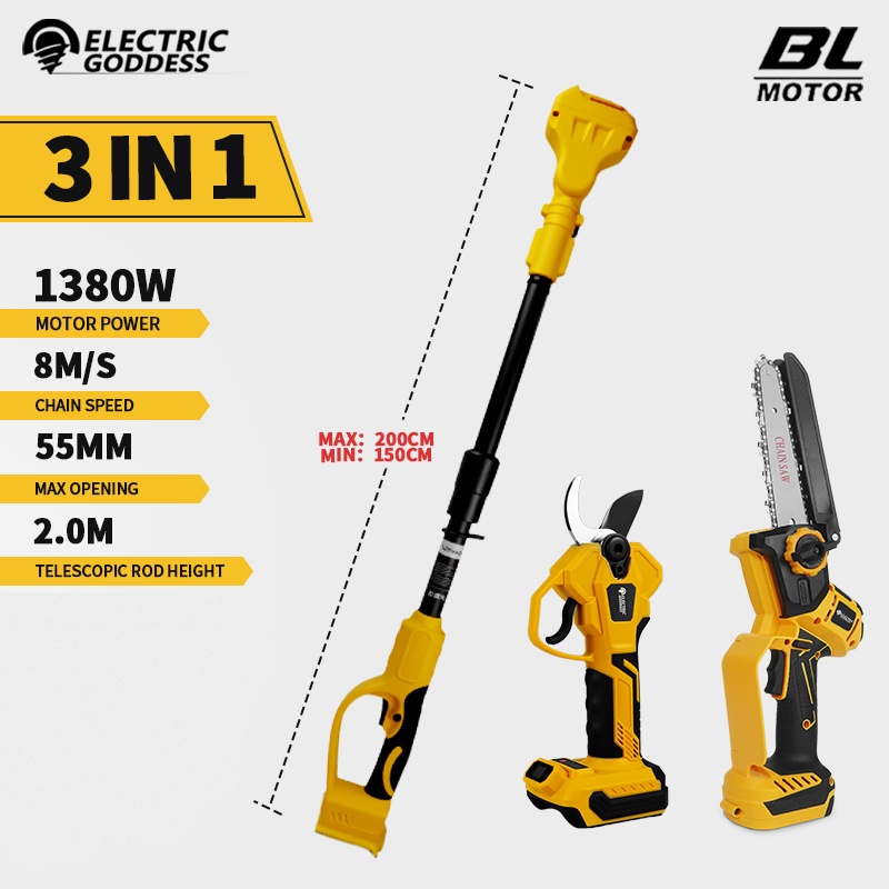 Gardening Tools Usa - Brushless 6 Inch Electric Chainsaw Telescoping