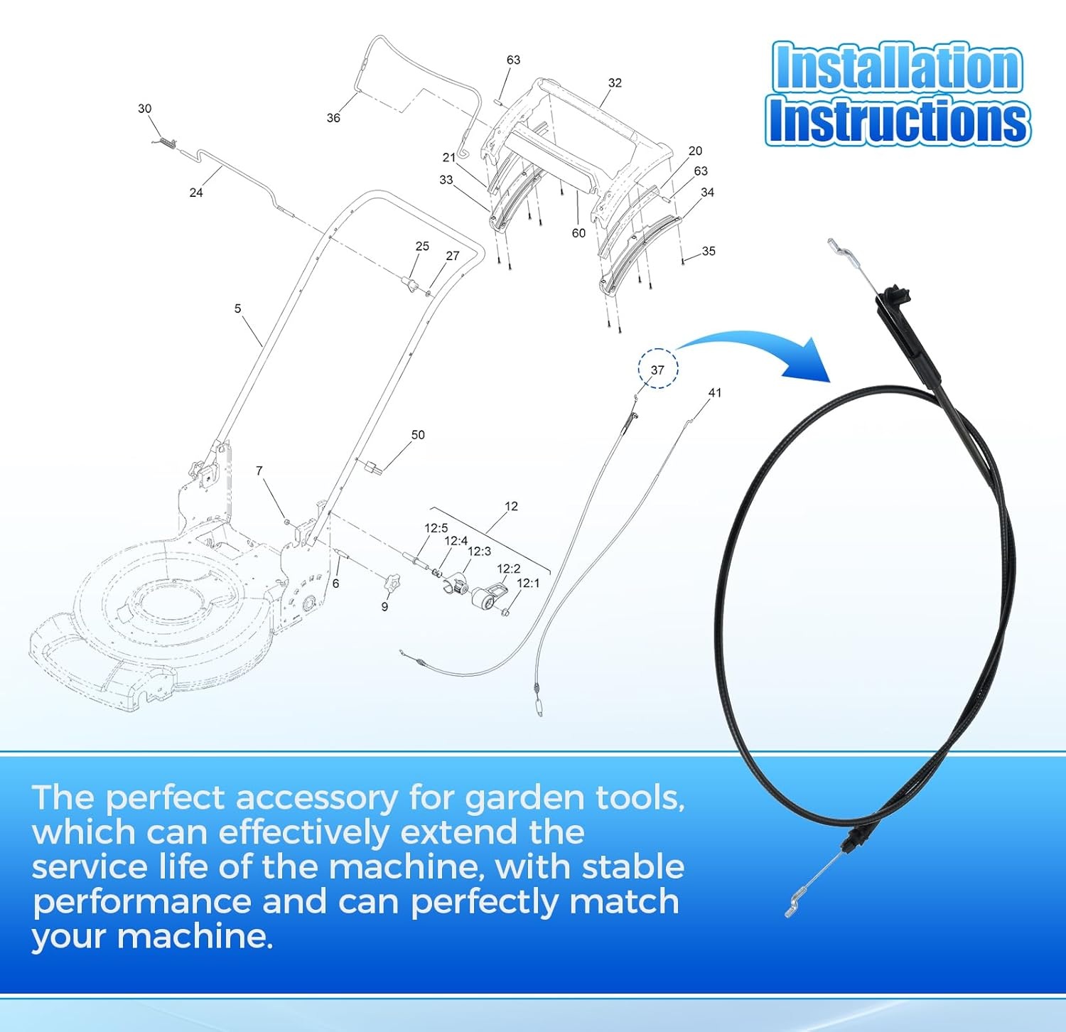 139-6594 PP B&S Brake Cable fo - огляд і ціна Gardening Tools B&M