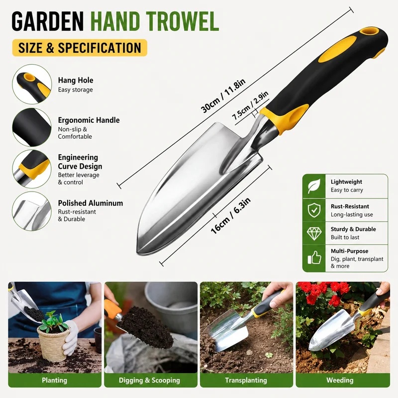 Stainless Steel Garden Trowel  - огляд і ціна Gardening Tools Trowel
